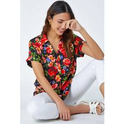 Roman Floral Button Short Sleeve Shirt