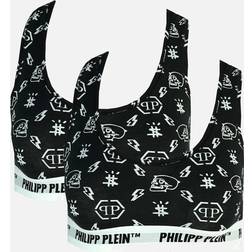 Philipp Plein Symbols Logo Black Underwear Sports Bra Two Pack