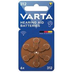 Varta Hearing Aid Batteries 312 Pack of 6 24607101416
