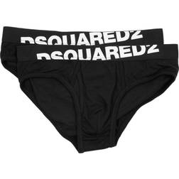 DSquared2 2-Pack Angled Logo Low-Rise Briefs, Black