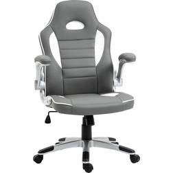 Vinsetto Gaming Chair Height Adjustable Swivel Chair with Flip Up Arms Grey