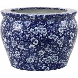 Geko Ceramic Planter, Vintage Blue & Daisies