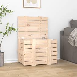 vidaXL brown, Solid Wood Pine Blanket Storage Box