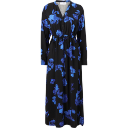 Selected Femme SLFKatrina LS AOP Ankle Dress Kleid Black/Blue Flower