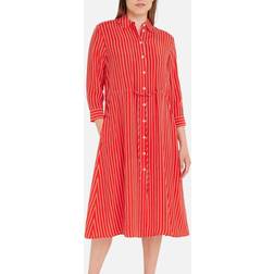 Tommy Hilfiger Striped Buttoned Midi Dress