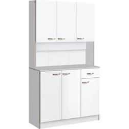 Homcom Kitchen Adjustable White Storage Cabinet 101x180cm