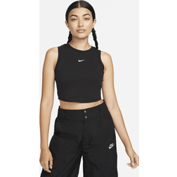Nike Women's Sportswear Essentials Ribbed Cropped Tank Top in Black, FB8279-010 Black