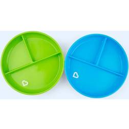 Munchkin Stay Put Divided Plates, Blue/Green