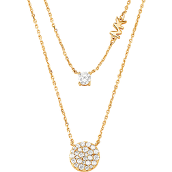 Michael Kors Pavé Disc Layering Necklace - Gold/Transparent