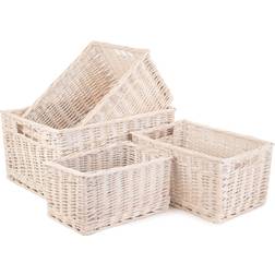 Unlined White Wash Storage Wicker Basket