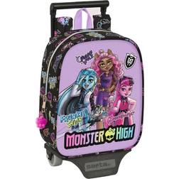 Monster High safta Kindergartenrucksack mit Trolley, ideal für Kinder jeden Alters, bequem und vielseitig, Qualität und Strapazierfähigkeit, 22 x 10 x 27 cm, Schwarz, Schwarz, Estándar, Casual