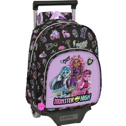 Monster High safta Kinderrucksack mit Trolley 705, ideal für Kinder jeden Alters, bequem und vielseitig, Qualität und Strapazierfähigkeit, 28 x 10 x 34 cm, Schwarz, Schwarz, Estándar, Casual