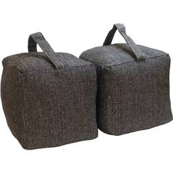 Oypla Pack of 2 Herringbone Fabric Heavy Weighted Cube Door Stops Stoppers