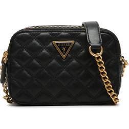 Guess Giully Quilted Camera Crossbody Bag - Black Floral Print