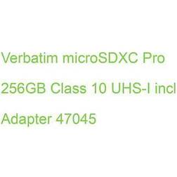 Verbatim MicroSDXC 256 GB Pro SD-Adapter 47045