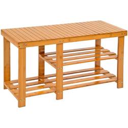 tectake bamboo with bench separate Shoe Rack