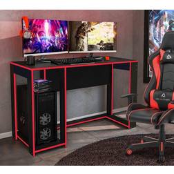 GRS Ross Gaming Desk Computer Table Workstation Bright Trim - Black, 1199x536x754mm