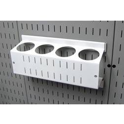 Pegboard spray can holder bracket and aerosol can organizer for pegboard and slo