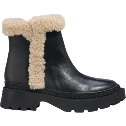 Coach Jane Leather and Shearling Chelsea Boots - Black