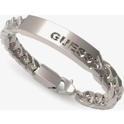 Guess X Logo Silver Tone Tag Chain Bracelet UXB03004STL