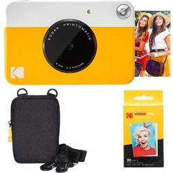 Kodak Printomatic Instant Camera Yellow Bundle W/20 Pack Zink Paper and Case