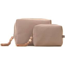 Wanderflower Plain Linen Boxy Cosmetic Travel Bag
