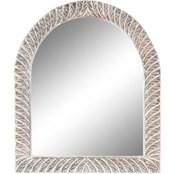 ESPRIT White Mango wood Stripped Engraving Wall Mirror