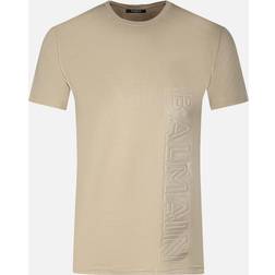 Balmain brand embossed logo sand t-shirt