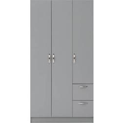 Timber Art Design UK 3 Door 2 Drawer Grey Wardrobe 90x180cm