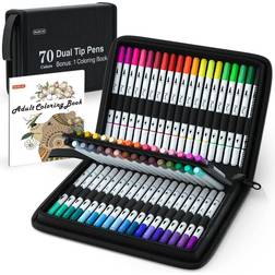 Shuttle Art dual tip brush pens markers 70 colors fine and brush dual tip