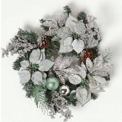 Homescapes Mint Green & Silver Christmas Wreath Decoration