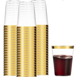 Munfix 100 gold plastic cups 16 oz clear plastic cups tumblers gold rimmed cu