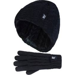Heat Holders Black, 7-10 Years Girls Cable Knit Warm Gloves