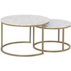 SECONIQUE Dallas Marble/Gold Coffee Table 74cm 2pcs