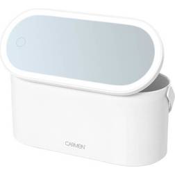 Carmen Portable LED Mirror Cosmetic Storage White