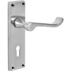 Satin Chrome Victorian Long Backplate Scroll Lever Lock Door