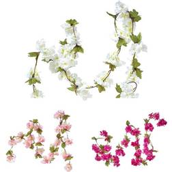 Homescapes Set of 3 Cream, Cerise & Artificial Blossom Flower Garlands, 5 Decoration