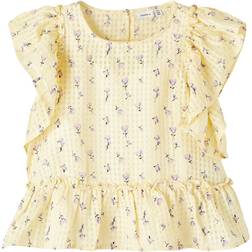 Name It Kid's Printed Short Sleeved Top - Double Cream