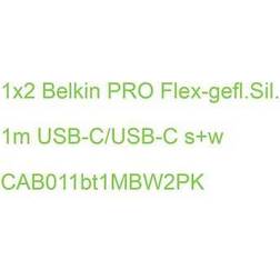 Belkin 1x2 PRO Flex-gefl.Sil. 1m USB-C/USB-C s+w