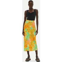 Whistles Women's Palm Floral Side Button Skirt Multicolour