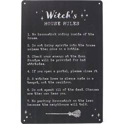 Something Different Homeware Witch's House Rules Metal Sign Wall Decor