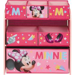 Disney Minnie Mouse Wooden Toy Organiser with 6 Storage Bins