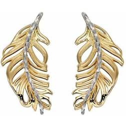 Elements gold feather earrings gold/white gold