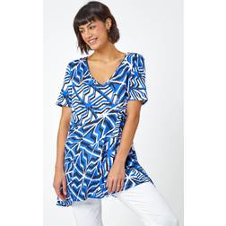 Roman Abstract Print Jersey Tunic Top in Blue