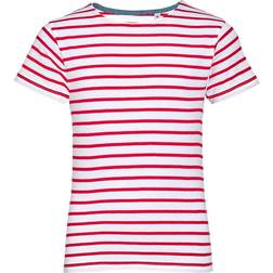 Sols Kid's Miles Round Neck Striped T-shirt - White/Red (01400-987)