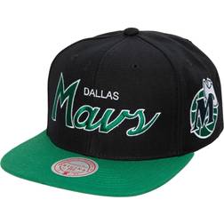 Mitchell & Ness and Adult Dallas Mavericks Script 2Tone Adjustable Snapback Hat, Men's, Black