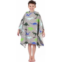 Dreamscene Dino Hooded Poncho Childrens Quick Dry Microfiber Kids Swimming Towel