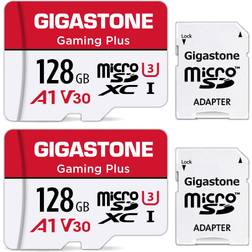 Gigastone 128GB microSDXC U3 A1V30 Memory Card for Nintendo Switch Red and White – 100MB/s Micro SD Card – 2-Pack 2x128GB