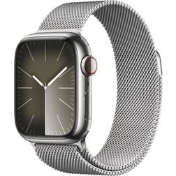 Apple Watch SeriesÂ 9 Cellular 41mm Silver Stainless Steel Case with Silver Milanese Loop