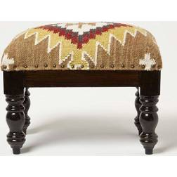 Homescapes Jaipur Handwoven Kilim Footstool Pouffe